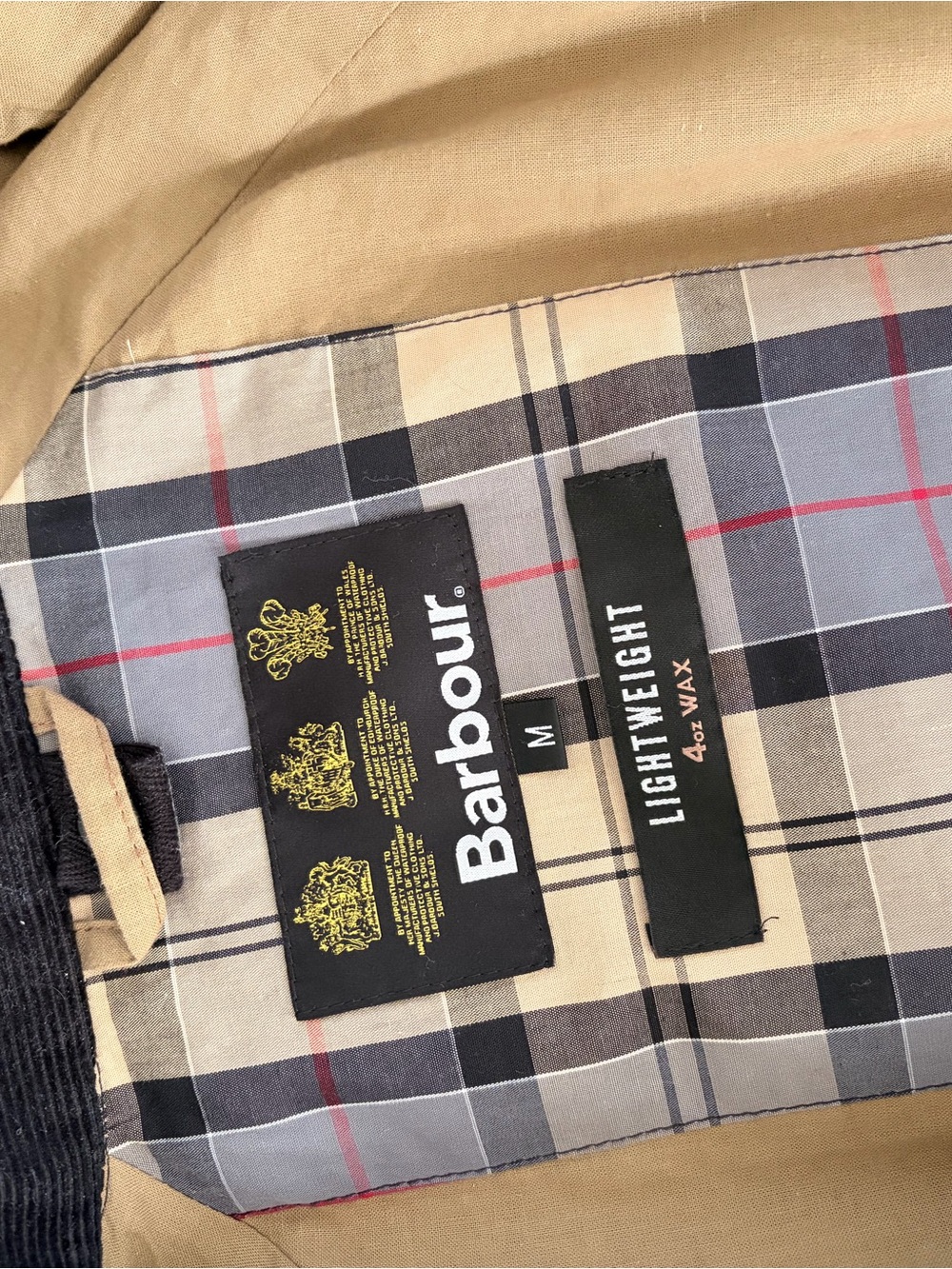 Barbour Lightweight Navy/Ashby Waxed-Cotton Men's Jacket with Tan Lining - Picture 4 of 4